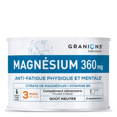 GRANIONS  Magn&eacute;sium 360mg Fatigue physique et mentale poudre 360 mg