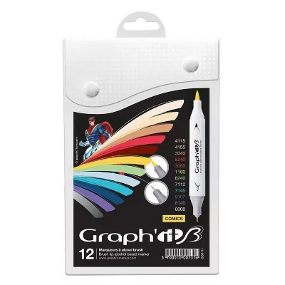 GRAPH IT GRAPH'IT Brush Set de 12 Marqueurs double pointe - Comics Colors
