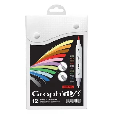 GRAPH IT GRAPH'IT Brush Set de 12 Marqueurs double pointe - Essential Colors