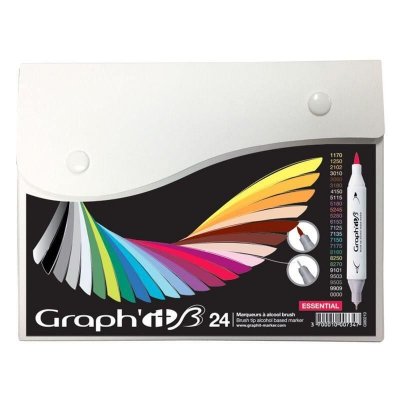 GRAPH IT GRAPH'IT Brush Set de 24 Marqueurs double pointe - Essential Colors