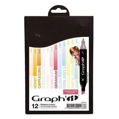 GRAPH IT GRAPH'IT Set de 12 marqueurs &agrave; alcool double pointe - Manga 2 Colors