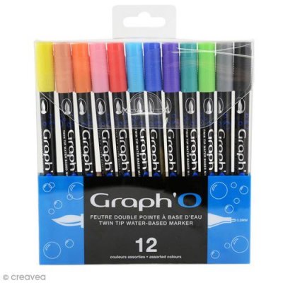GRAPH IT Graph'O GO00120 Essential Set de 12 Marqueurs Couleurs Assorties