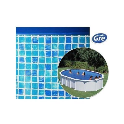 GRE  - Liner 0,50 bleu gr&eacute;site piscine ovale 5,00m x 3,00m x 1,32m