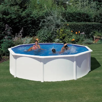 GRE  Piscine acier Gr&eacute; ronde Fidji &Oslash; 480 x 122 cm - Filtre &agrave; sable