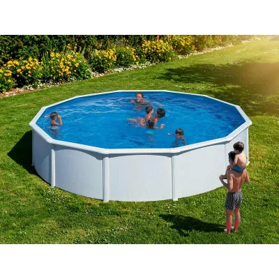 GRE  Piscine acier Gr&eacute; ronde Fidji &Oslash; 570 x 122 cm - Filtre &agrave; sable