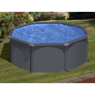 GRE  Piscine acier Gr&eacute; ronde Louko &Oslash; 320 x 122 cm - Filtre &agrave; sable