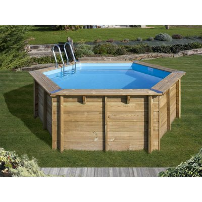 GRE  Piscine hors sol Vanille hexagonale en bois 400 x 120 cm