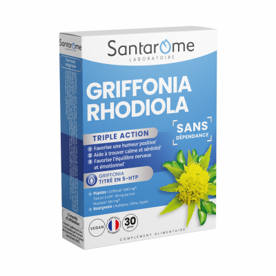 SANTAROME Griffonia Rhodiola 30 g&eacute;lules Equilibre &eacute;motionnel 