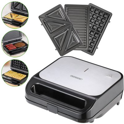 MONZANA Grill &eacute;lectrique 3en1 xxl 1000W appareil &agrave; sandwichs grill gaufrier 3 grils