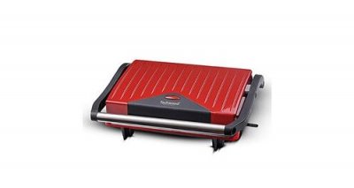 TECHWOOD Grill viande burger et panini rouge 750 watts - plaques anti-adh&eacute;sive