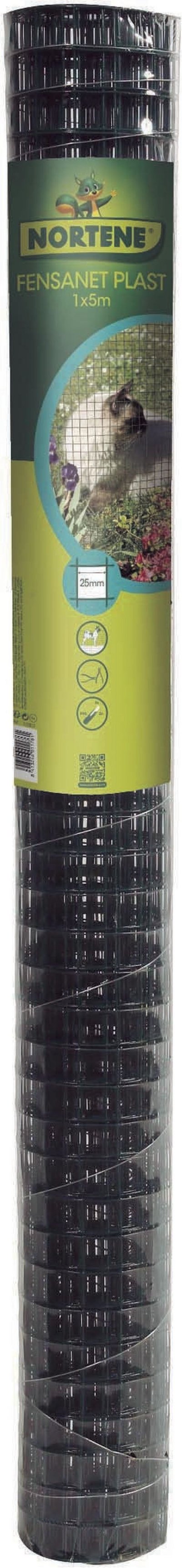 NORTENE Grillage m&eacute;tal plastifi&eacute; ""Fensanet Plast 25"" - 1 x 5 m - 25,4 x 25,4 x 0,85/1,2 mm - Vert