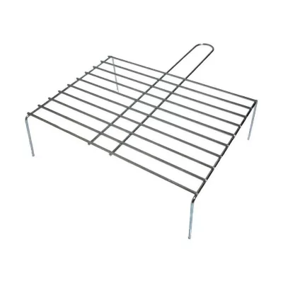 Grille avec pieds pour barbecue - zinc - 40x27 cm