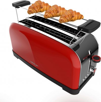 CECOTEC Grille-pain 4 tranches Rouge 1500W Inox