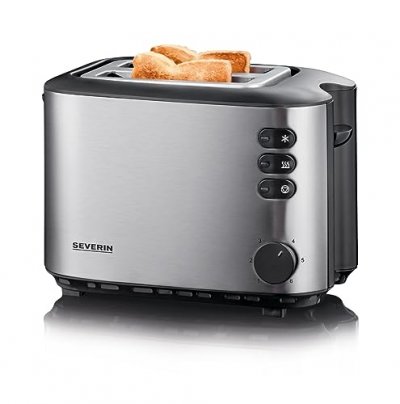 SEVERIN Grille-Pain Automatique, Support Viennoiseries Inclus, 2 Fentes, 850 W, AT 2514, Inox/Noir