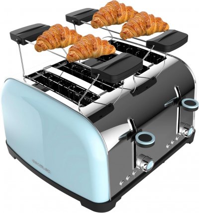 CECOTEC Grille-pain Bleu Inox 4 Fentes 1700w