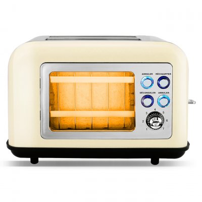 KITCHENCOOK Grille Pain Double Fente Avec Fenetre Toasteo Glass Beige  