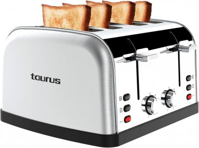 TAURUS Grille-pain Inox 1900w 4 Fentes Courtes