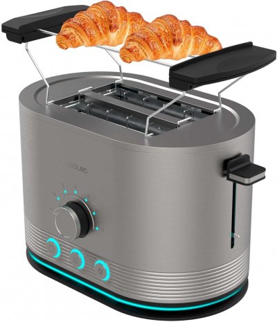 CECOTEC Grille-pain Inox 2 Fentes 850W Anneau LED