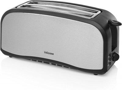 TRISTAR Grille-pain Inox Noir 1400W Double Fente Longue