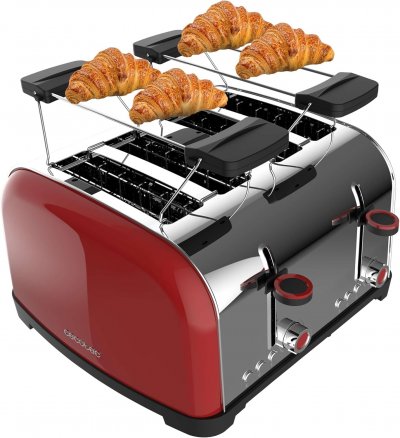 CECOTEC Grille-pain Rouge Inox 4 Fentes 1700w