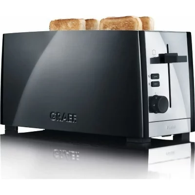 GRAEF Grille Pain TO 102 1380W 230V 50Hz D&eacute;cong&eacute;lation Aluminium Acier Inoxydable Noir 