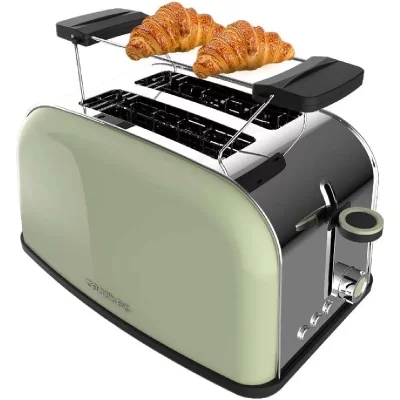 CECOTEC Grille-pain Vert Inox 2 Fentes 850W Support Baguette
