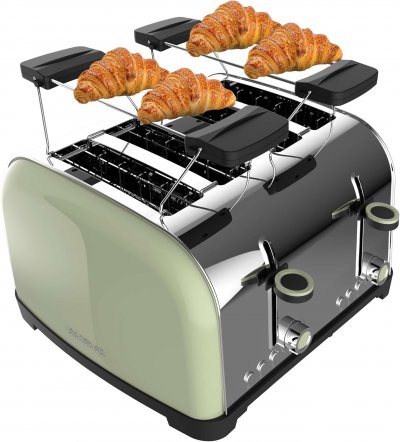 CECOTEC Grille-pain Vert Inox 4 Fentes 1700W Moderne