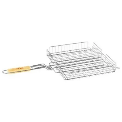 PARIS PRIX Grille panier pour barbecue - 34 x 31 cm - M&eacute;tal chrom&eacute; 34 cm Argent&eacute;