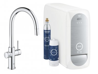 GROHE  Blue NOUVEAU Home Robinetterie de cuisine avec filtre, bec C extractible, 31541000
