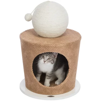 TRIXIE Grotte de dorloter avec Boule &agrave; gratter, Taupe, &oslash; 36 &times; 50 cm