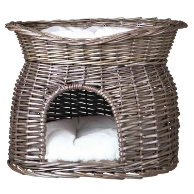 TRIXIE Grotte en Osier avec Lit pour Chat Gris 54x43x37 cm 