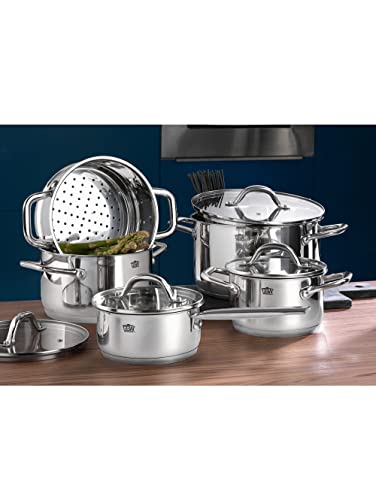 GSW  868389 Meran Lot de 9 casseroles en acier inoxydable 18/8 Argent&eacute;