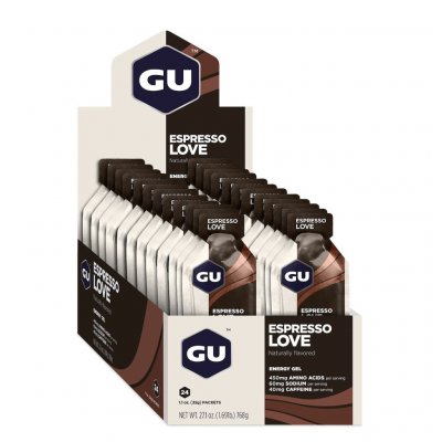 GU  24 Units Espresso Love Energy Gels Box Marron 