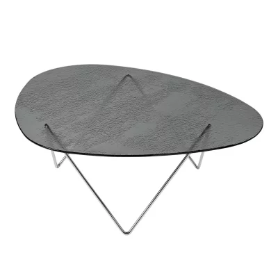 GUBI - Pedrera Table basse, chrome / verre structur&eacute; smoke