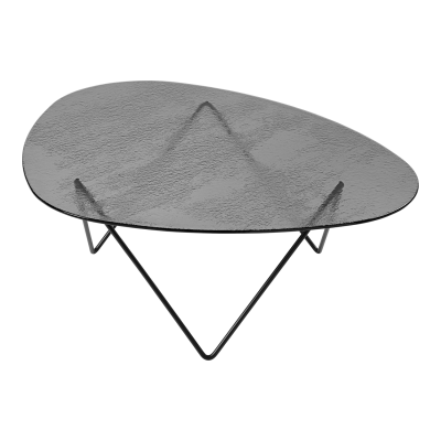 GUBI - Pedrera Table basse, noir semi mat / verre structur&eacute; smoke