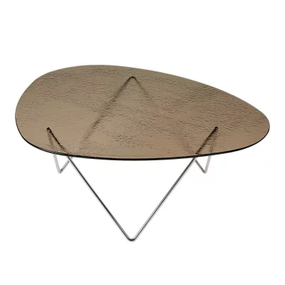 Gubi Table basse Pedrera - chrome - Gubi strukturiert bronze Glas