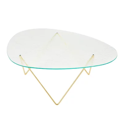 Gubi Table basse Pedrera - laiton - Gubi strukturiert transparent Glas