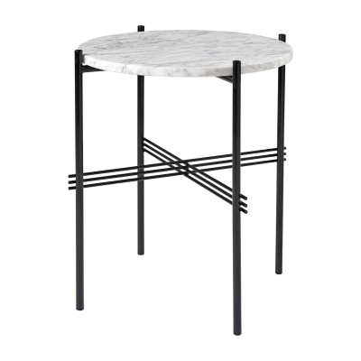 Gubi Table basse TS - Marbre - Bianco Carrara - mat noir - 40 cm