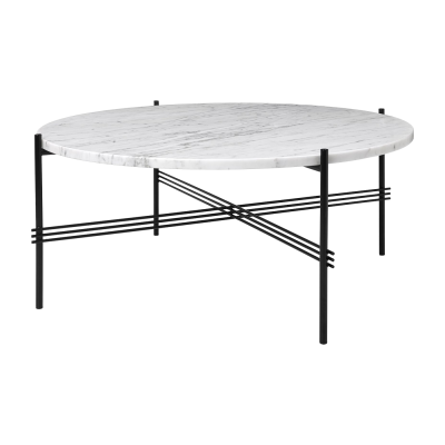 Gubi Table basse TS - Marbre - Bianco Carrara - mat noir - 80 cm