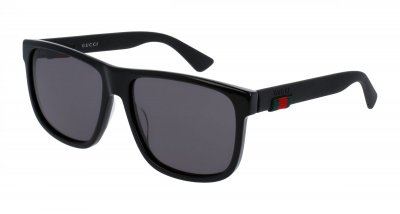 GUCCI  GG0010S 001 Montures de Lunettes, Noir (Black/Grey), 58 Homme