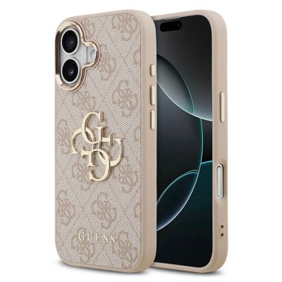 GUESS  Coque 4G Metal Logo Backcover Apple iPhone 17 - Gold Edge - Pink