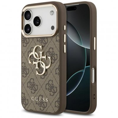 GUESS  Coque 4G Metal Logo Backcover Apple iPhone 17 Pro Max - Gold Edge - Brown