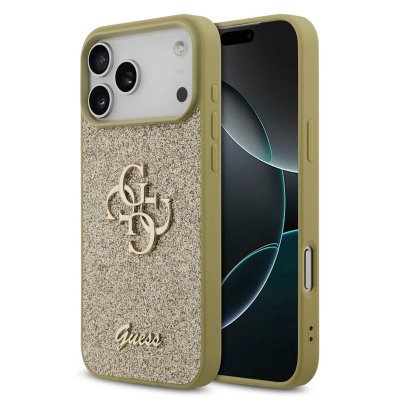 GUESS  Coque 4G Metal Logo Glitter Apple iPhone 17 Pro - Dor&eacute;