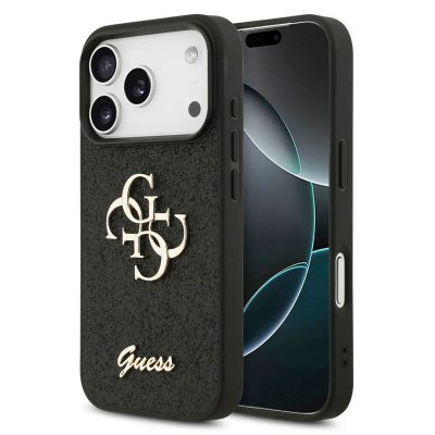 GUESS  Coque 4G Metal Logo Glitter Apple iPhone 17 Pro Max - Noir