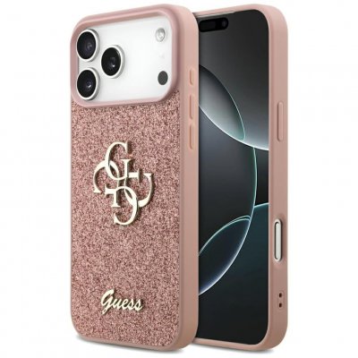 GUESS  Coque 4G Metal Logo Glitter Apple iPhone 17 Pro Max - Rose