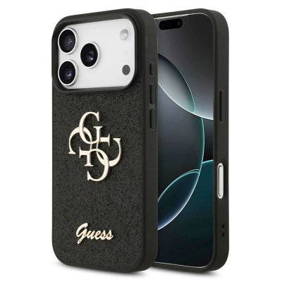 GUESS  Coque 4G Metal Logo Glitter Apple iPhone 17 Pro - Noir