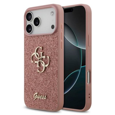 GUESS  Coque 4G Metal Logo Glitter Apple iPhone 17 Pro - Rose