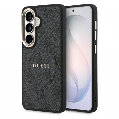 GUESS  Coque arri&egrave;re en cuir 4G avec MagSafe Samsung Galaxy S26 - Gold Edge - Black