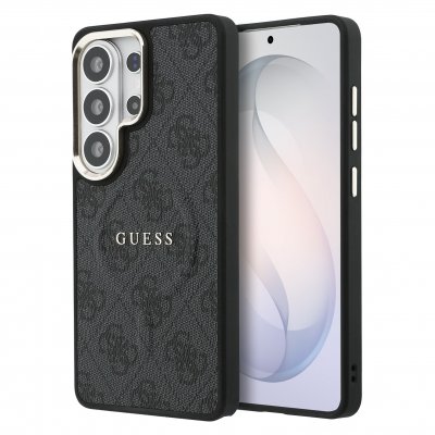 GUESS  Coque arri&egrave;re en cuir 4G avec MagSafe Samsung Galaxy S26 Ultra - Gold Edge - Black