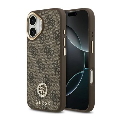 GUESS  Coque arri&egrave;re en cuir avec logo Strass classique et MagSafe Apple iPhone 17 - Marron